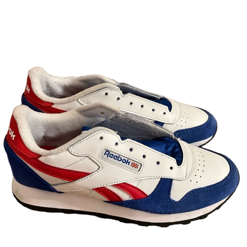 Ladies Reebok Classic Leather Shoes Red White Blue size 7 Euro 39